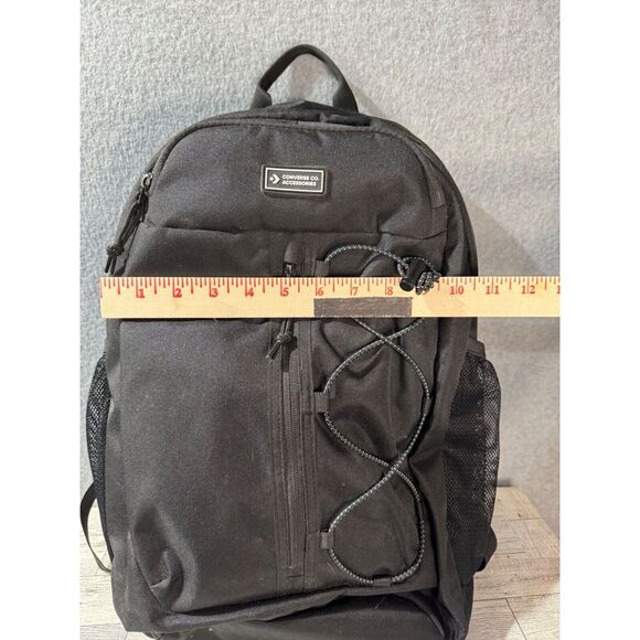 Converse CO Accessories Transition Unisex Jet-Black Zipper Backpack Bag CVVB14 - Picture 6 of 13